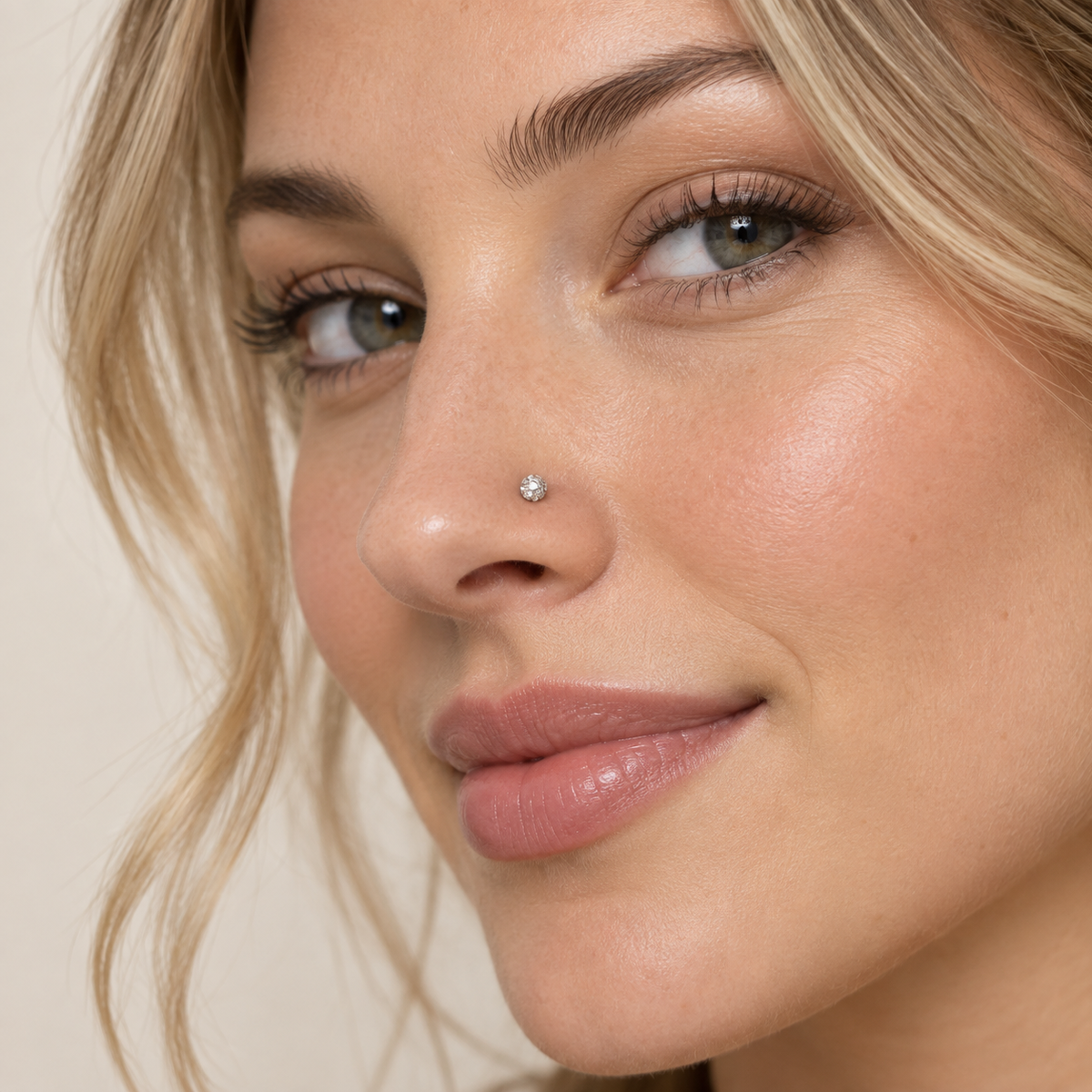 18 Crystal Ball Nose Stud wearing image