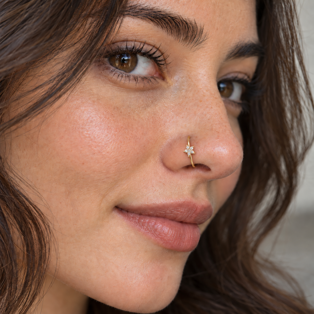 25 Crystal Star Hoop Nose Ring wearing image
