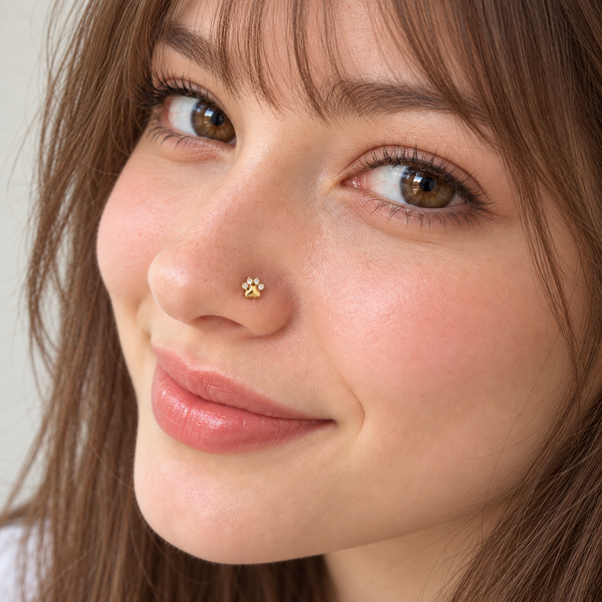 30 Crystal Paw Nose Stud wearing image