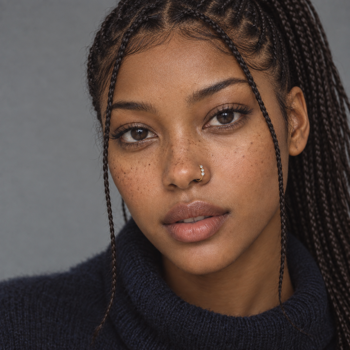 37 Three-Stone Hoop Nose Ring approved wearing image