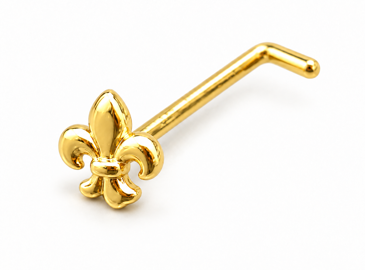 47L gold fleur-de-lis L-shape nose stud product detail